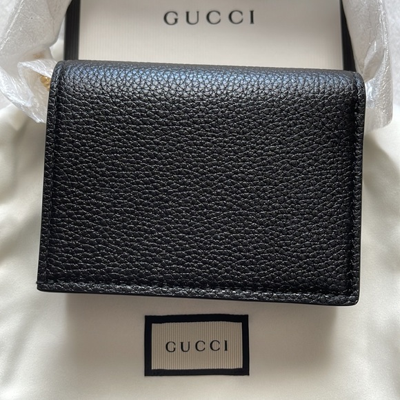 GUCCI Zumi Horsebit Grainy Black Leather Wristlet Card Case Wallet Made in Italy - Picture 3 of 16